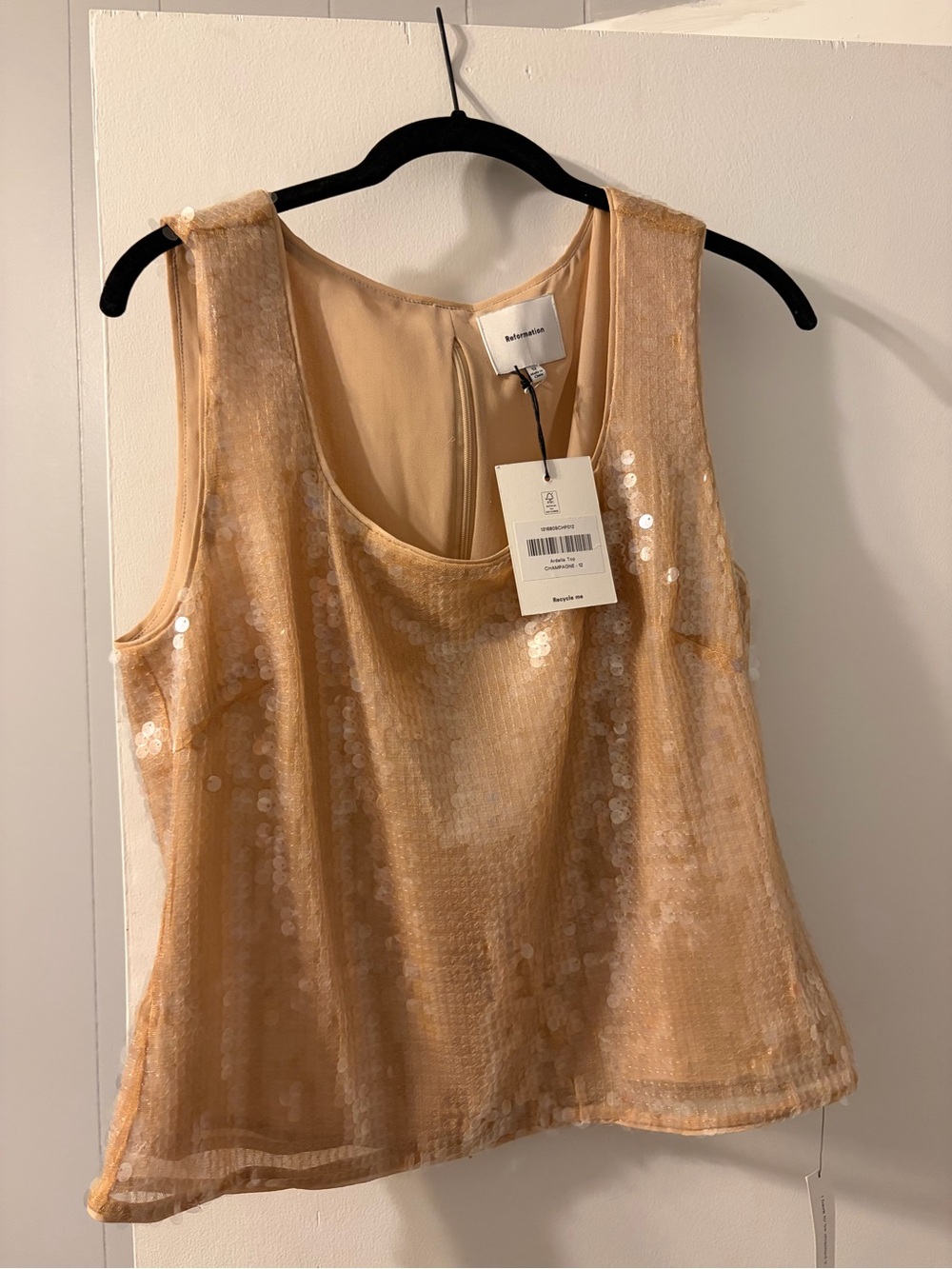 Reformation Ardella Sequin Tank — Champagne